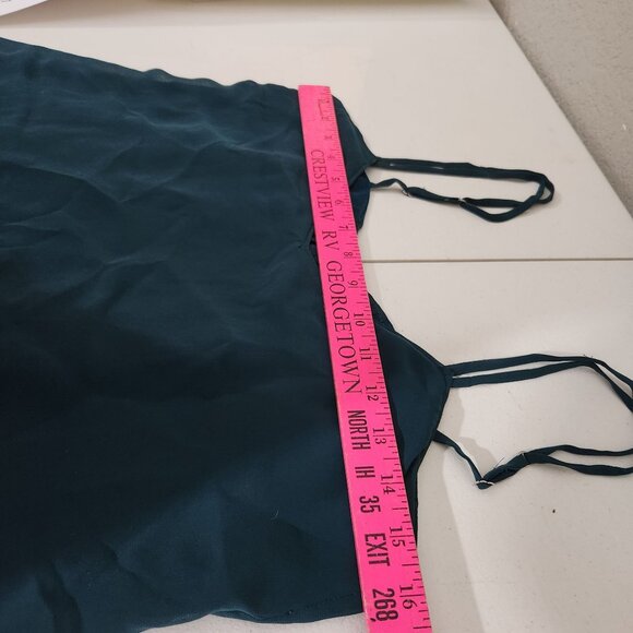 White House Black Market Tank Top XS Petite Teal Pleated Whimsigoth Coquette - Picture 6 of 14